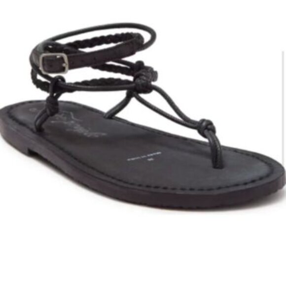 Free People Shoes - NEW Free People Caroline Cali Sandals Black Leather Braided Ankle Strap 8